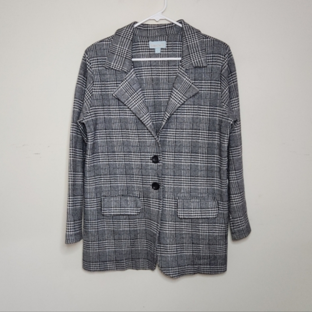Women's Veronica M Plaid Houndstooth Blazer Sz Large